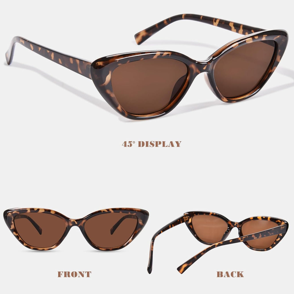 Cat Eye Sunglasses for Women, Vintage Retro Narrow Cateye Frame Trendy Sun Glasses, OP6913 Tortoise