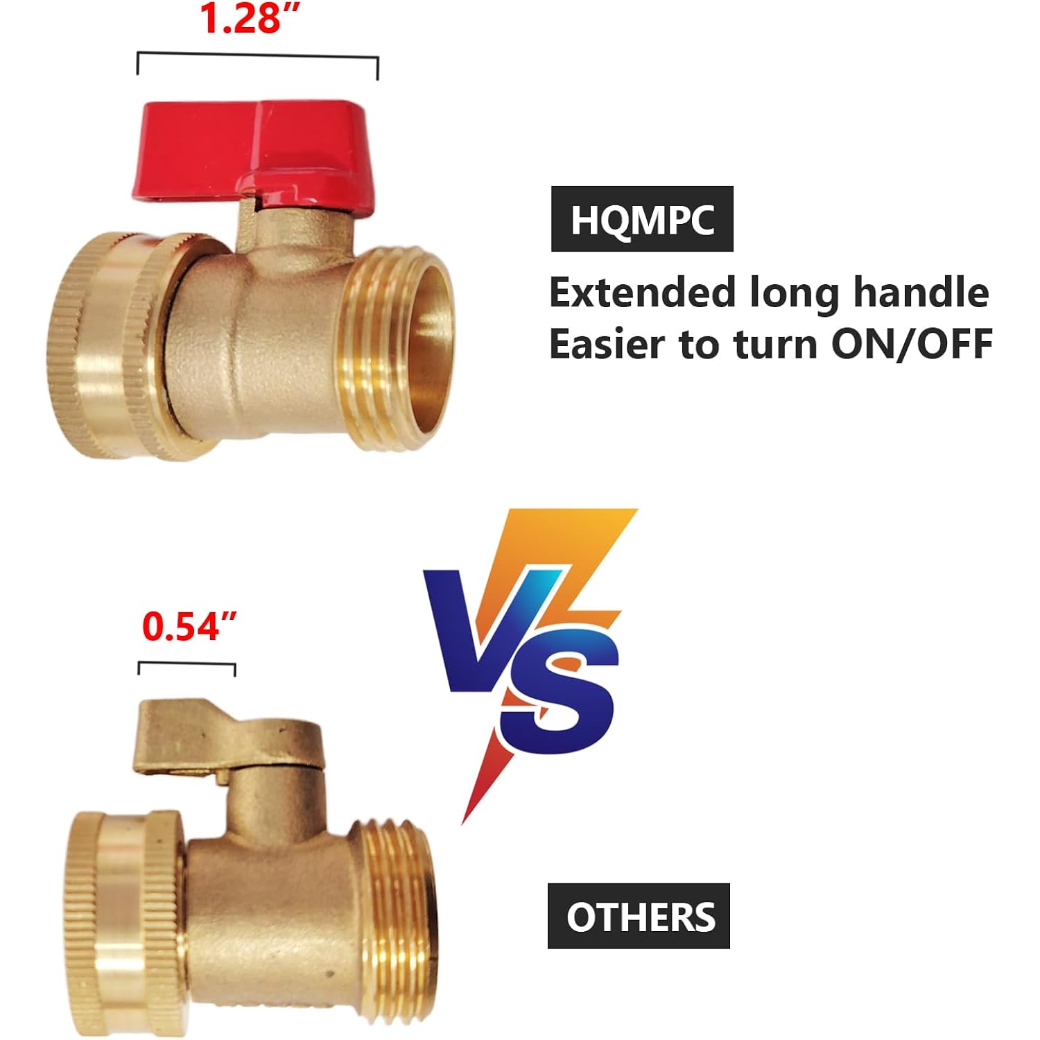 Heavy Duty Brass Shut Off Valve Big Flow,Garden Hose Shut Off Valve For Garden Lawn Irrigatiion Garden Hose Connector Big Handle Easy Turn On Off (2Pcs) +4 Extra Pressure Washers