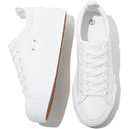 Sernial Womens White Platform Sneakers Pu Leather Platform Shoes Walking Shoes For Women