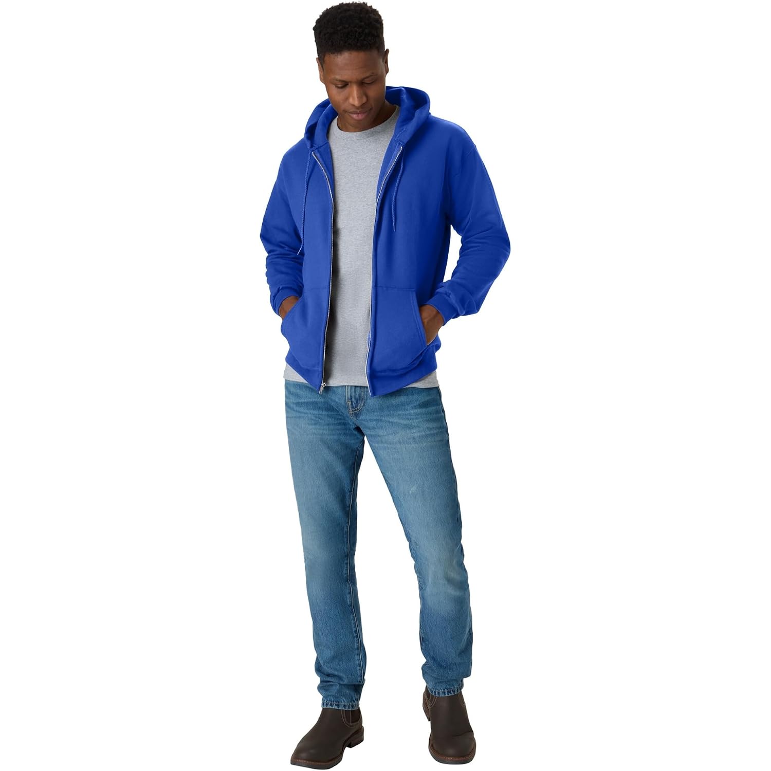 Hanes Men'S Zip-Up Hoodie, Ecosmart Fleece Full-Zip Hoodie For Men, Hooded Sweatshirt
