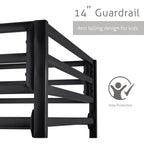 Sha Cerlin Bunk Bed Twin Over Twin Size With Ladder And Guardrail,Black