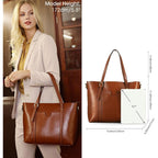 Kattee Genuine Leather Women Tote Bag Soft Handbags Vintage Shoulder Purses Fashion Top Handle Bag Large Capacity