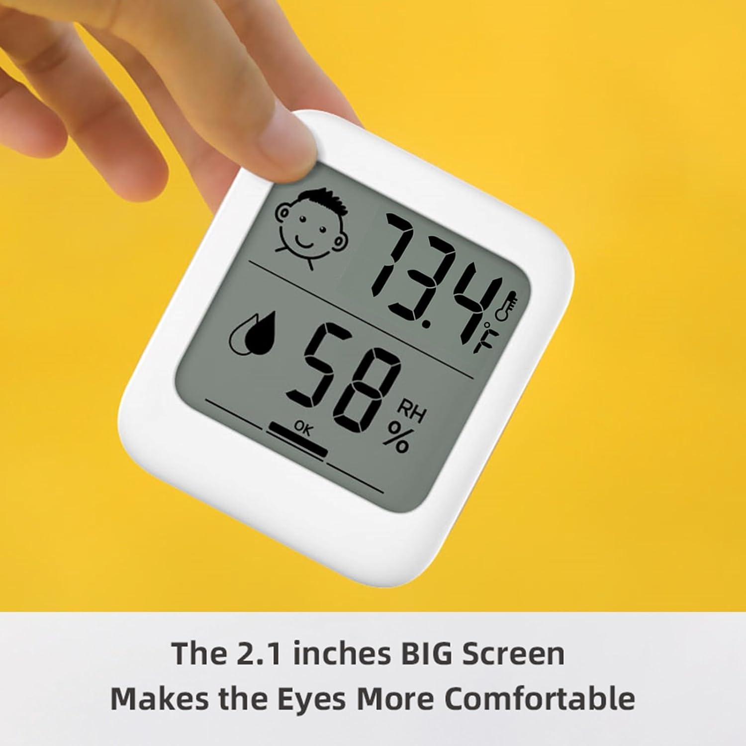 Hatusoku Pack Of 2 Digital Thermometer And Hygrometer With Comfort Face Display, Hygrometer, Stand, Magnet, Hanging, Simple, Infectious Disease Prevention, Heat Stroke Prevention