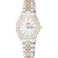 Citizen Ladies' Dress Quartz Stainless Steel Bracelet With Crystals And Day Date