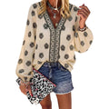 Chicme Women'S Casual V Neck Blouse Floral Boho Summer Tops Lantern Sleeve Loose Fit Tunics Flowy Vacation Clothes