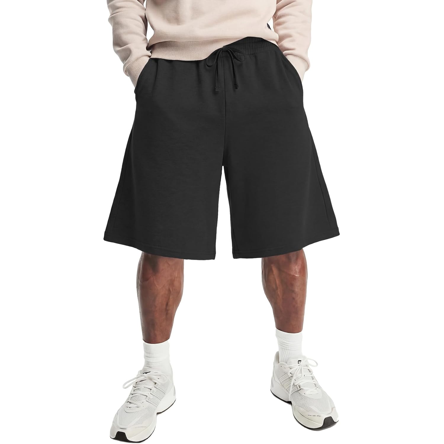 Mens Baggy Sweat Shorts Wide Leg Long Below Knee Oversized Gym Y2K Athletic Casual Loose Shorts Pocket Drawstring