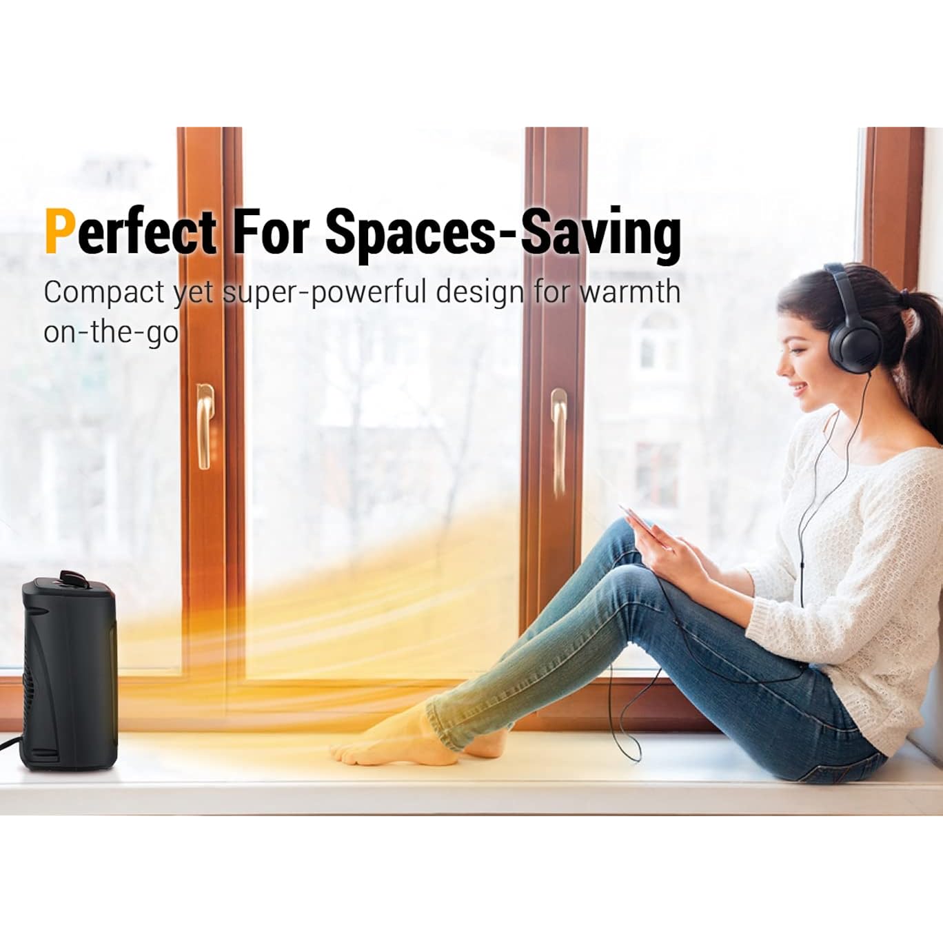 Space Heater, 1500W Electric Heaters Indoor Portable With Thermostat, Ptc Fast Heating Ceramic Room Small Heater With Heating And Fan Modes For Bedroom, Office And Indoor Use