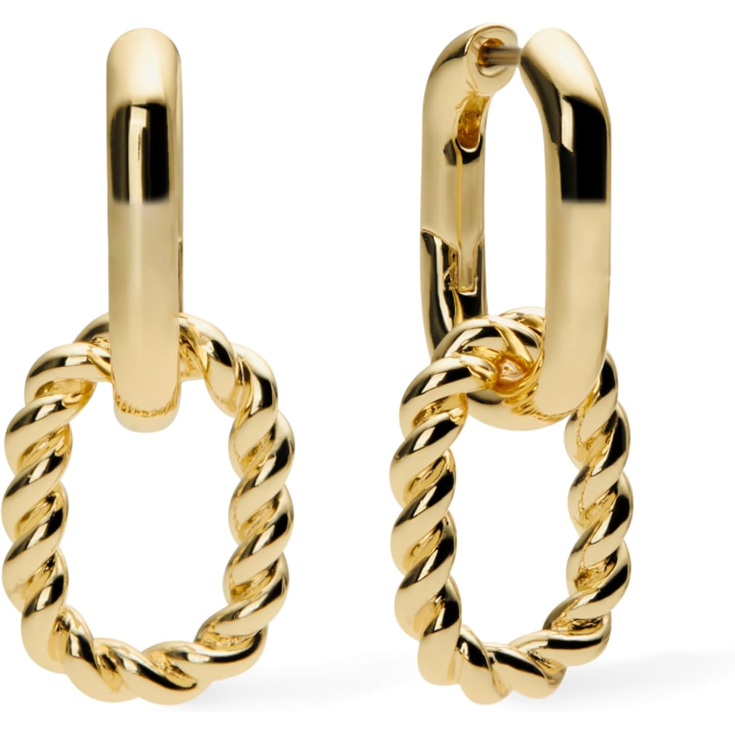 Ana Luisa Ash Double Hoop Earrings for Women - 14K Gold Plated, Silver & Two-Tone - Lightweight, Trendy Paperclip Link Huggie Hoop for Daily Wear - Hypoallergenic, Water-Resistant & Tarnish-Free