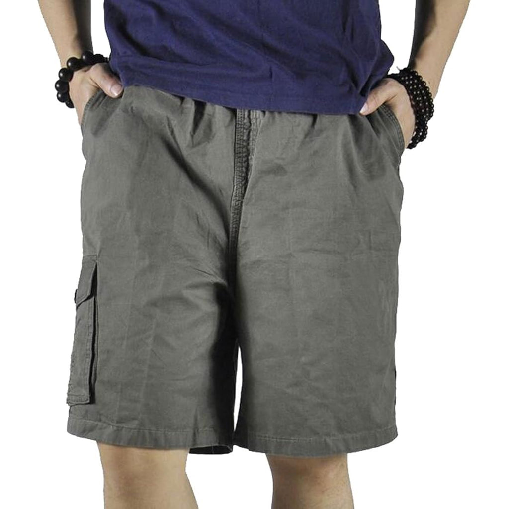 Mens Cotton Loose Drawstring Cargo Short With Full Elastic Waist