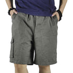 Mens Cotton Loose Drawstring Cargo Short With Full Elastic Waist