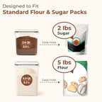 ComSaf Flour Sugar Storage Containers Set of 3 (5.2L/5.5Qt) (2.5L/2.6Qt*2), Large Airtight Food Storage Containers with Lids, Plastic Canisters Sets for Kitchen, Pantry Organizers for Rice and Baking