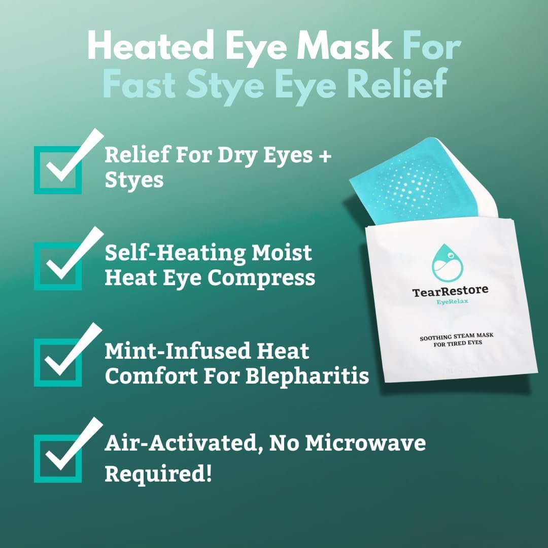 Eyerelax For Stye Eye Relief & Dry Eyes. Heated Eye Mask With Moist Heat And Mint-Infused Steam. Self-Heating Warm Compress For Dry Eye, Blepharitis Relief & Overnight Comfort (10 Count)