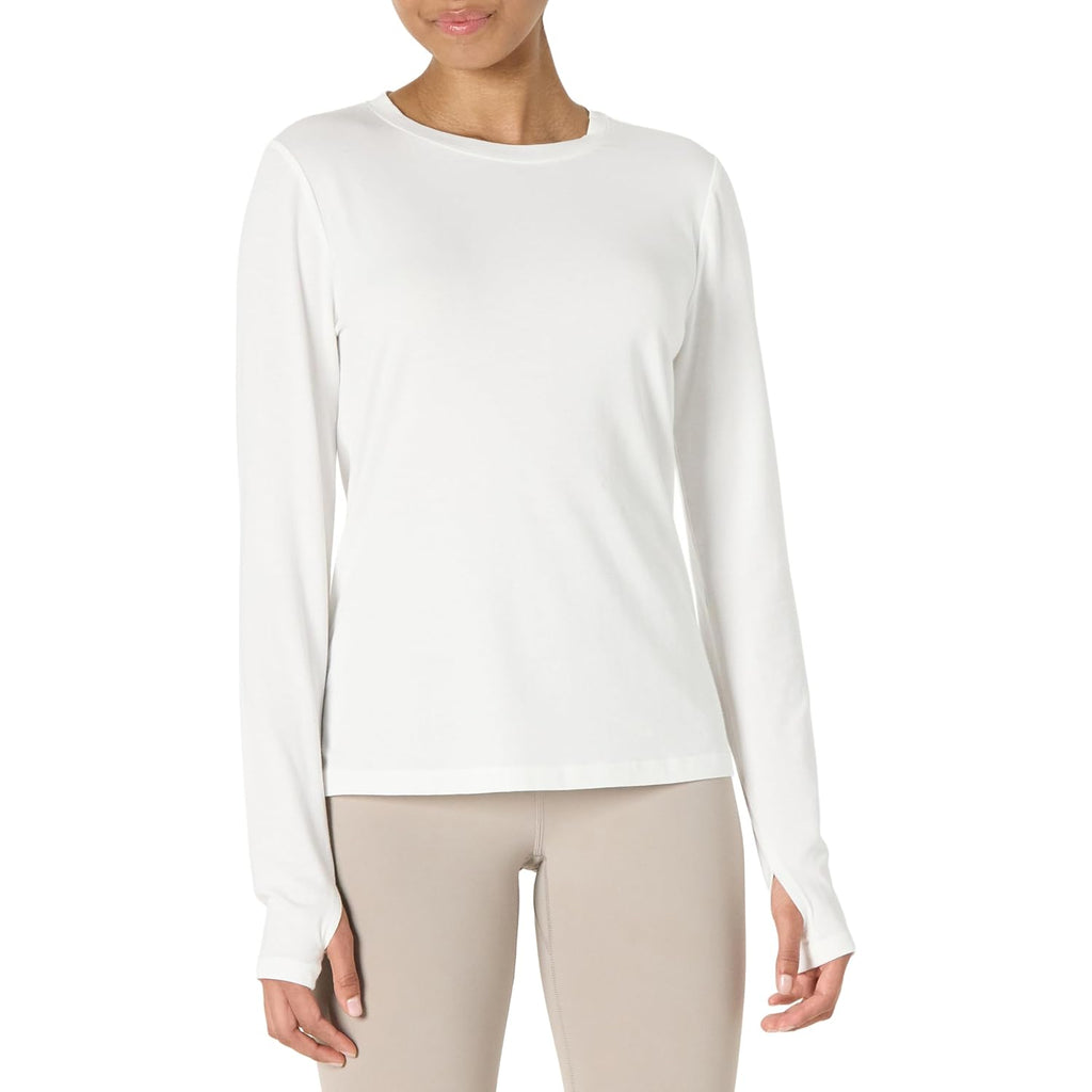 Amazon Essentials Women'S Active Soft Cotton Regular Fit Crewneck Long Sleeve Lightweight Yoga Workout T-Shirt