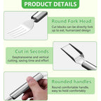 2-in-1 Stainless Steel Fruit Cutter, Watermelon Slicer with Fork, Dual Head Watermelon Fork Slicer Tool for Cubes, Fruit Knife with Round Handle for Home Kitchen, Picnic & Party (1Pack)