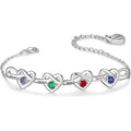 Personalized Infinity Heart Bracelet for Wowen with Birthstones, 18K Gold Names Bracelets, Gift for Women Girls, Mother’s Day, Birthday, Custom Engraved Family Jewelry for Mom, Wife, Grandma