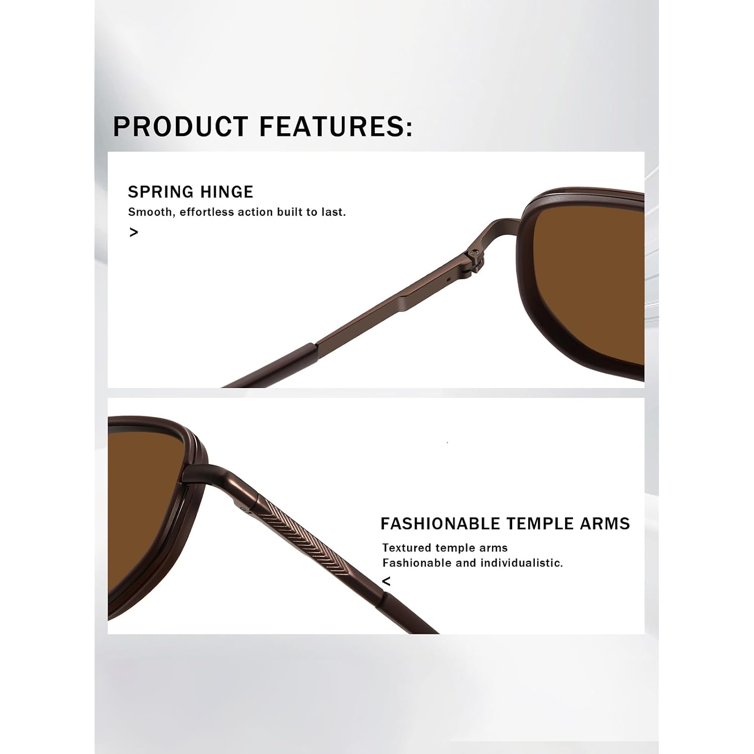 kimorn Tangle Free Polarized Aviator Sunglasses for Women Retro Square Metal Frame, UV400 Protection, Driving & Beach Shades Coffee Brown