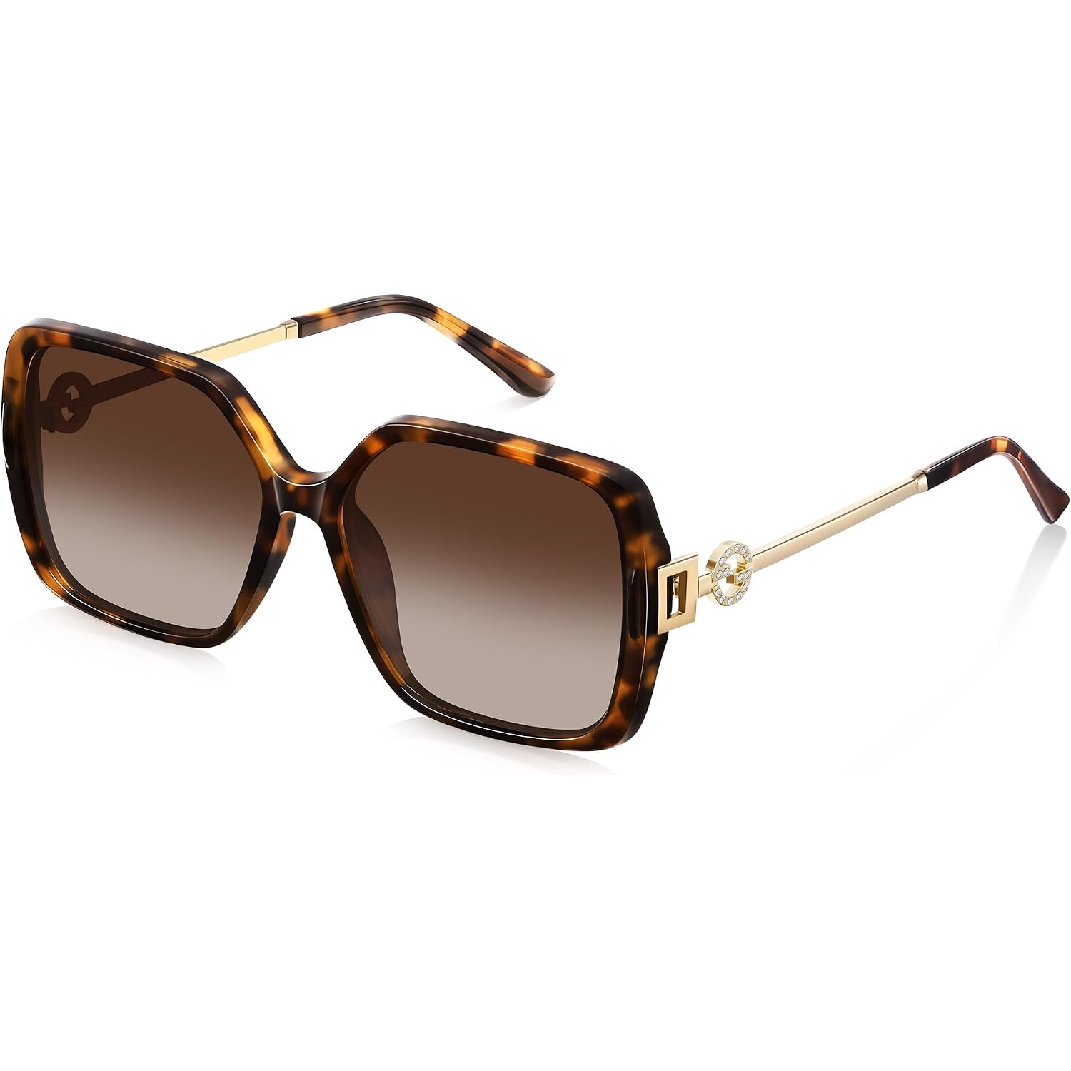 Retro Square Sunglasses For Women Oversized Vintage Style Sun Glasses Uv Protection Metal Temple