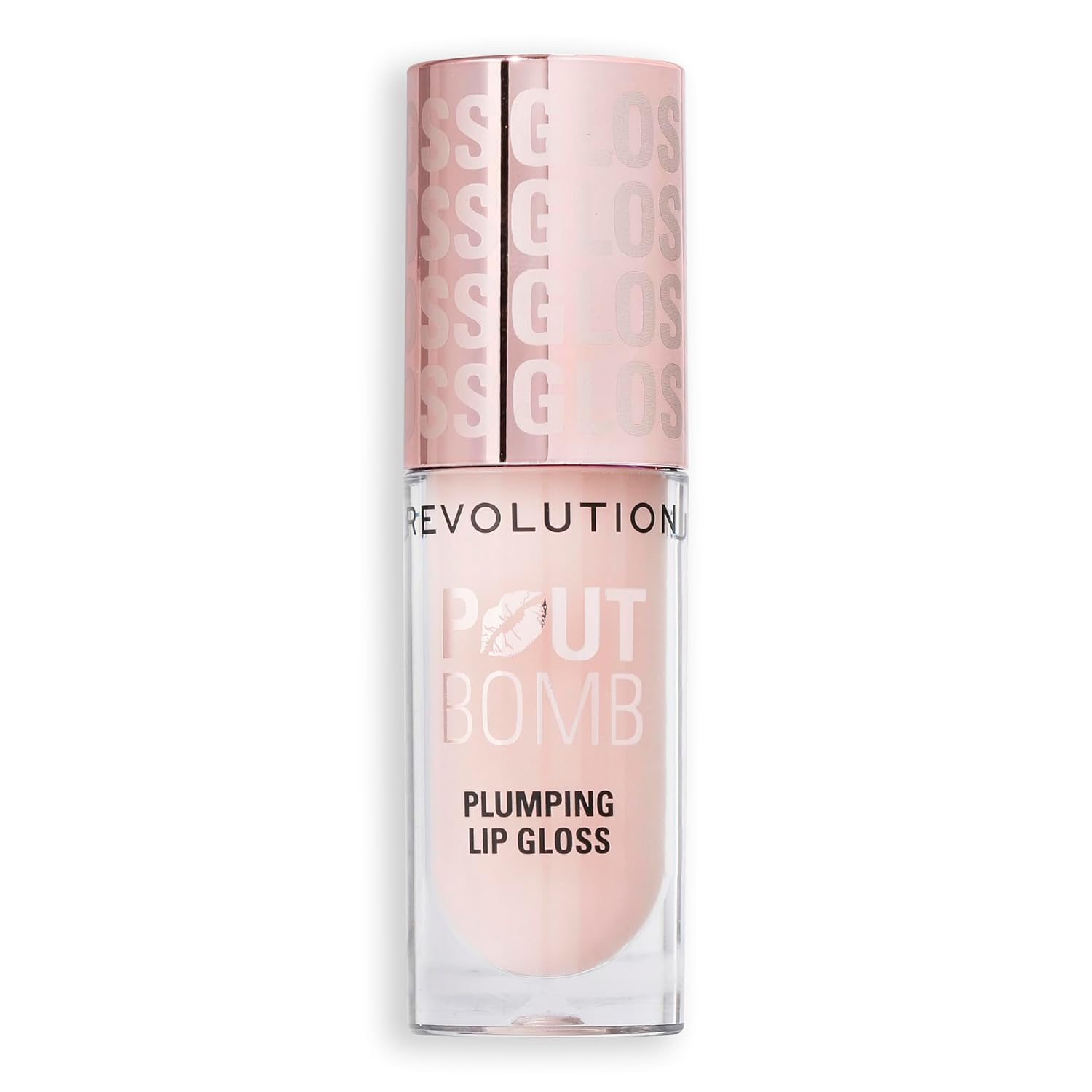 Revolution, Pout Bomb Plumping Lip Gloss, Buildable, High Shine for Hydrating, Plumping Finish, Buildable Color, Vegan & Cruelty-Free, Sheer Milky Nude, 0.15 fl oz