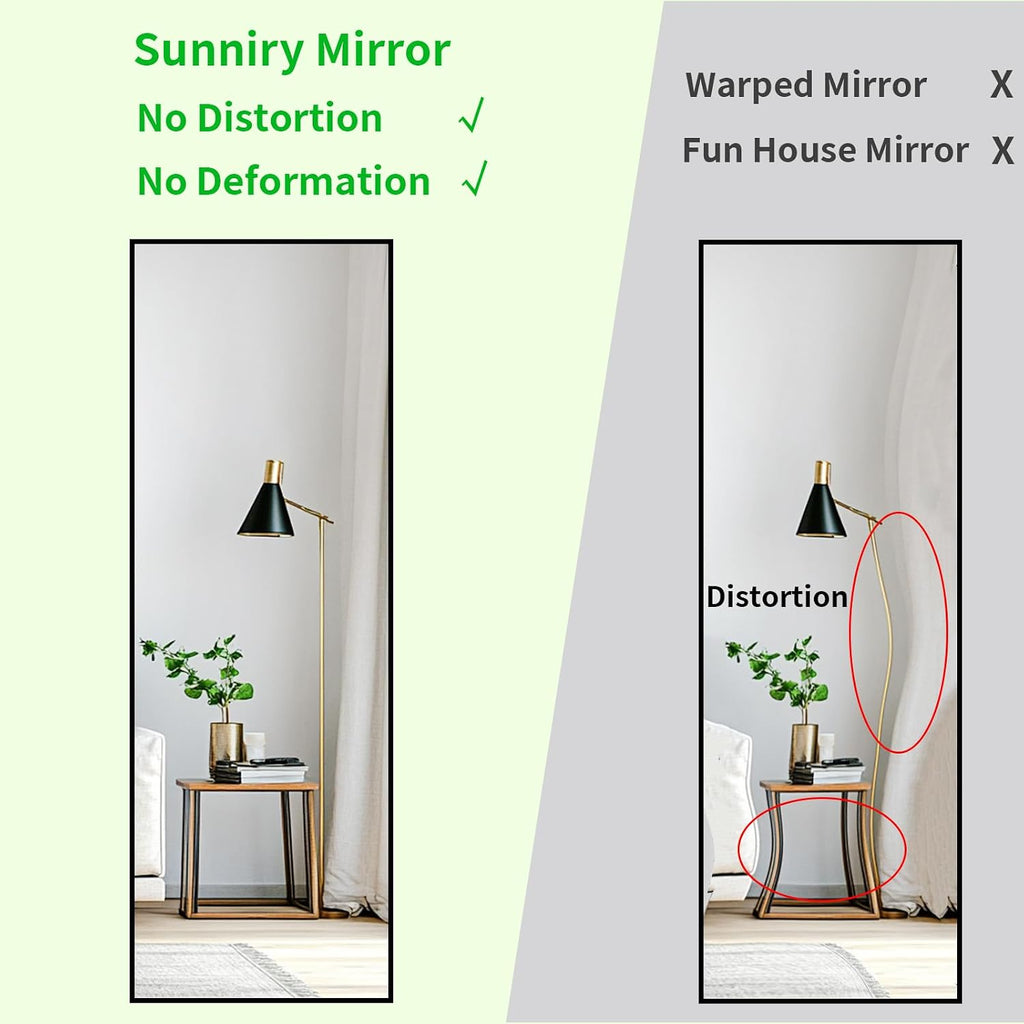 Full Length Mirror 56X16 Inch, Full Body Mirror With Aluminum Metal Frame, Standing Mirrors For Bedroom, Livingroom, Cloakroom, Hallway, Home Décor.
