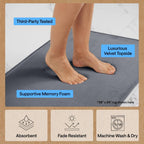 Gorilla Grip® Memory Foam Bath Rugs, Soft Absorbent Velvet Bathroom Mats, Durable Dots On Underside, Machine Washable Bathmat, Carpet Rug Room Decor For Shower Floor, 24X17 Mat, Graphite Gray