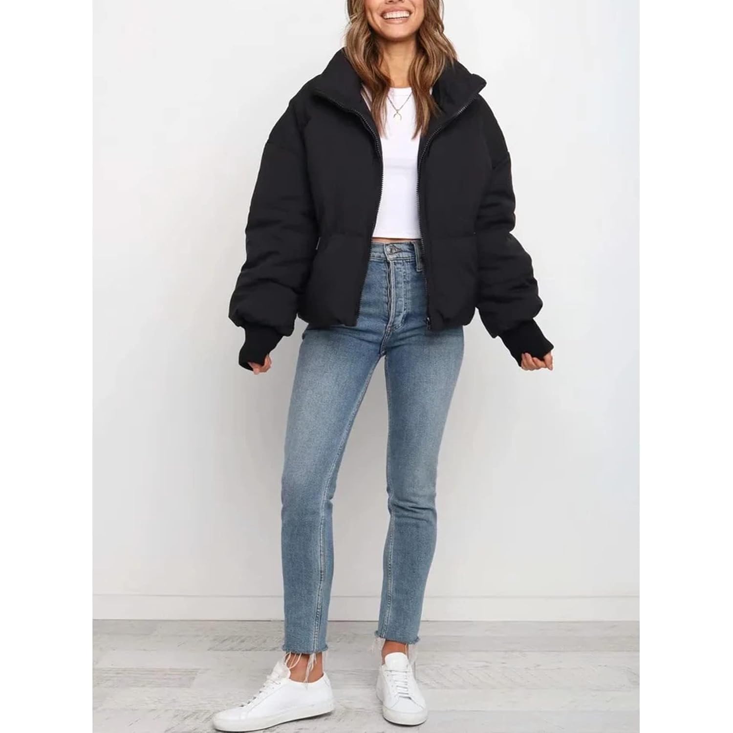 Gihuo Women’S Winter Cropped Puffer Jacket Coat Short Warm Quilted Jacket 2026