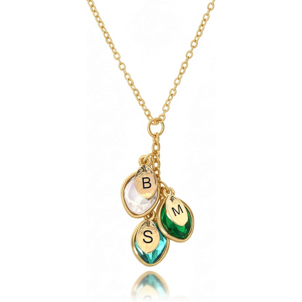 MignonandMignon Birthstone Necklace for Mom Grandma | Personalized Family Initial Necklace for Women | Grandkids Birthstone Jewelry Mothers Day Gift for Her