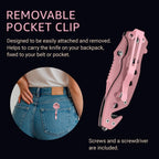 Pink Pocket Knife For Women - Legal Small Knife - 2.68 Inch Serrated Blade - Womens Knife For Self Defense - Cute Girl Survival Tool Pocket, Folding Mincing Knives - Mothers Day Gift Idea - 6655 P