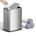 8L/2.1 Gal Small Bathroom Trash Can With Lid, Swing-Top Rectangular Waste Bin, Stainless Steel Garbage Can For Home, Office, Toilet, Bedroom, Living Room (Silver)