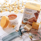 Nad's 100% Natural Sugar Wax Kit, Vegan, Hypoallergenic, No-heat Formula Waxing Sugar Paste, Includes 6 Wooden Spatulas, 10 Reusable 100% Cotton Strips, 1 Pre-wax Cleansing Soap & Sugar Wax 6oz