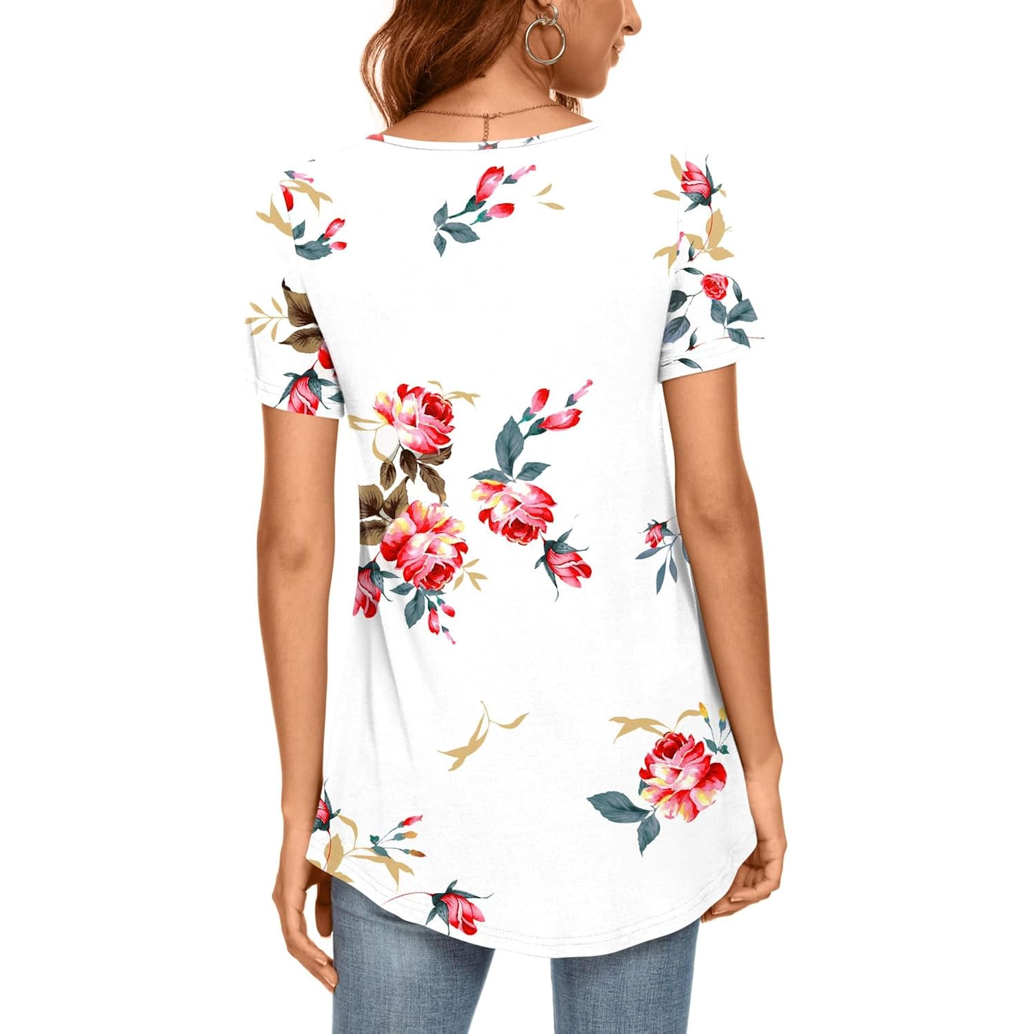 Women's 2026 Summer Short Sleeve Tunic Tops Loose Fit Comfy Blouses Casual Shirts for Leggings M-4XL