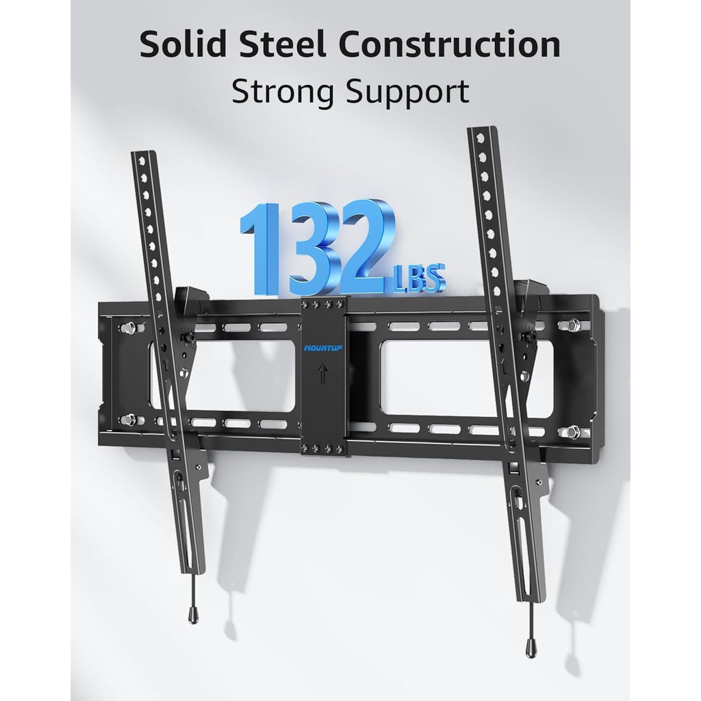 Mountup Tv Wall Mount Tilting Tv Mount Bracket For Most 37-82 Inch Flat Screen/Curved Low Profile Wall Mount Saving Space Max Vesa 600X400Mm Hold Up To 132 Lbs Fit 16" 18" 24" Stud