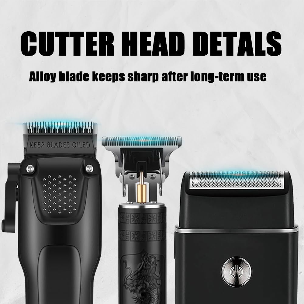 Hair Cutting Kit For Men, Hair Clipper, T-Shaped Trimmer, Foil Shaver, Long Lasting Power, With Adjustable Blade & Lcd Display, For Home Haircuts, Fading, Beard Trimming, Suitable For Beginners