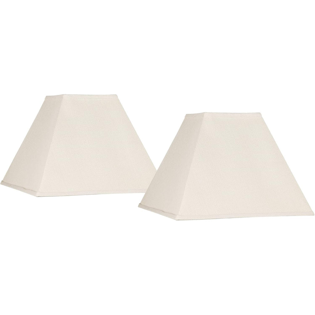 Set Of 2 Tapered Square Lamp Shade (Pre-Assembled) S Beige Large 7" Top X 17" Bottom X 13" Slant X 12 High Spider With Replacement Harp And Finial Fitting