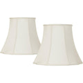 Set Of 2 Bell Lamp Shades Cream Curve Cut Corner Large 11" Top X 18" Bottom X 15" High Spider With Replacement Harp And Finial Fitting - Imperial Shade