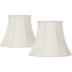 Set Of 2 Bell Lamp Shades Cream Curve Cut Corner Large 11" Top X 18" Bottom X 15" High Spider With Replacement Harp And Finial Fitting - Imperial Shade