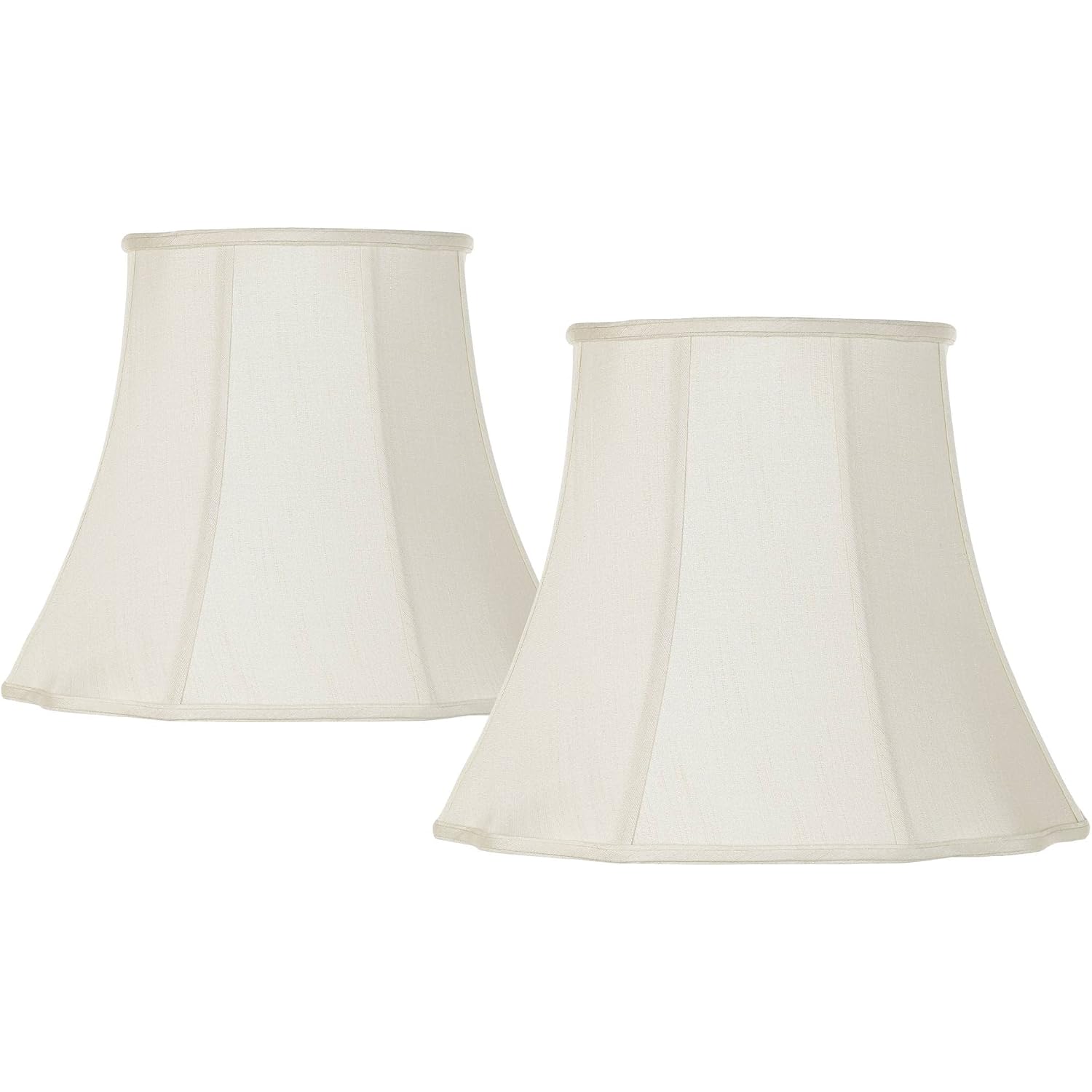 Set Of 2 Bell Lamp Shades Cream Curve Cut Corner Large 11" Top X 18" Bottom X 15" High Spider With Replacement Harp And Finial Fitting - Imperial Shade