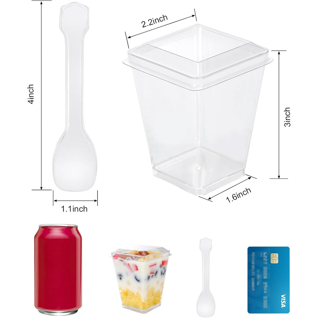 5 oz 60Pcs Plastic Dessert Cups With Lids and Spoons, Yogurt Parfait Appetizer Cups for Party, Mini Dessert Shooters for Pudding and Fruit