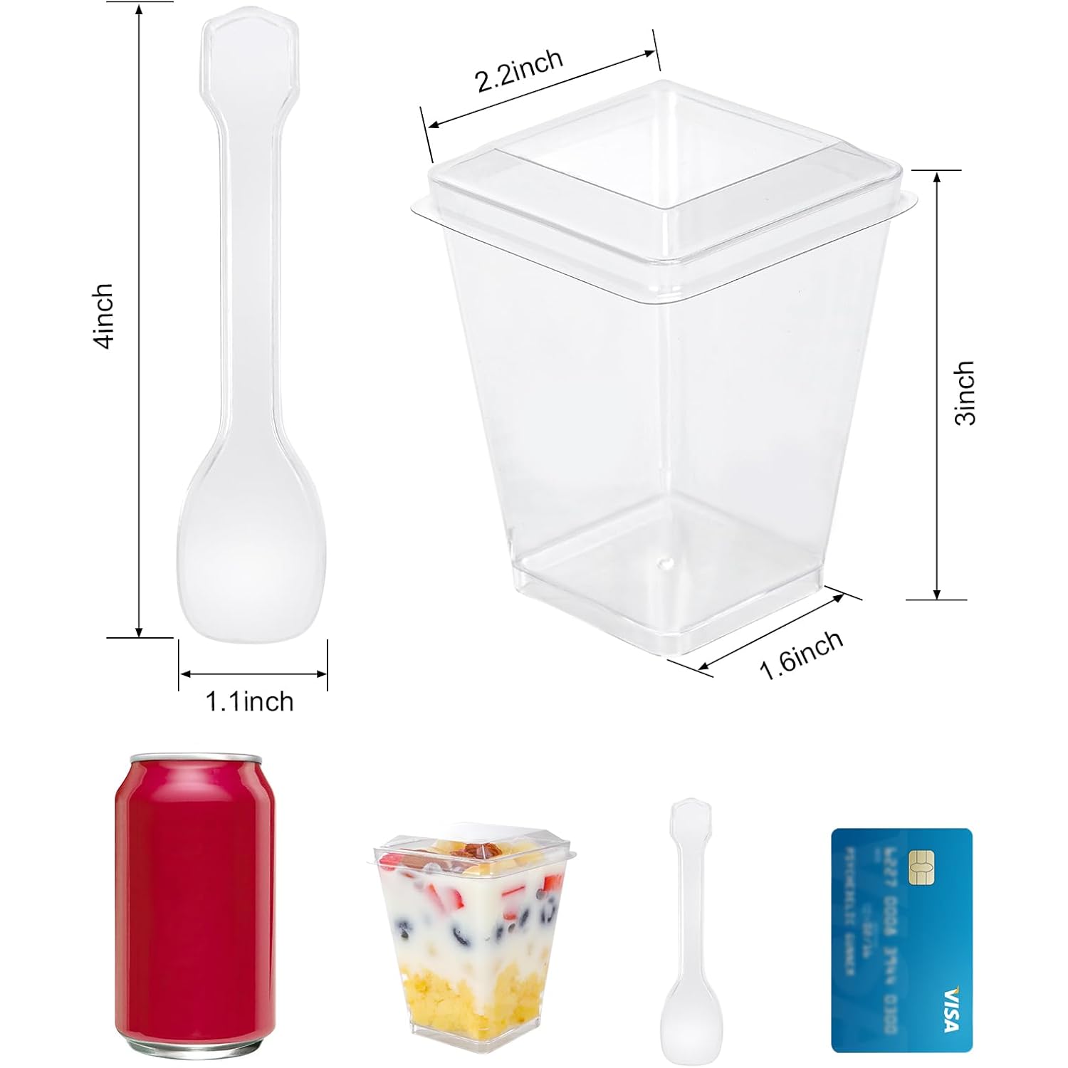 5 oz 60Pcs Plastic Dessert Cups With Lids and Spoons, Yogurt Parfait Appetizer Cups for Party, Mini Dessert Shooters for Pudding and Fruit
