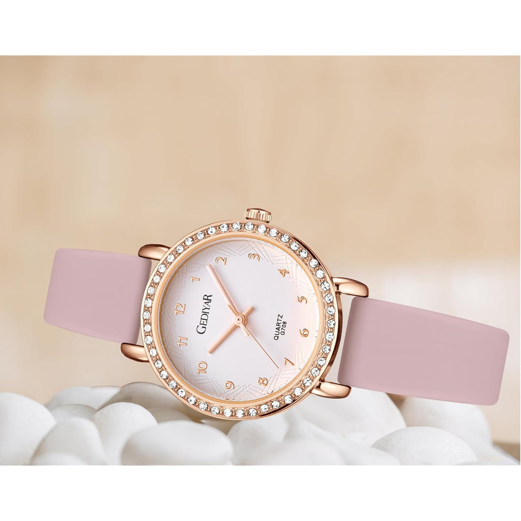 Women's Quartz Watch, Crystal Rhinestone Bezel, Waterproof Analog Display, Ladies Variety Colors Silicon Jelly Casual Dress Wristwatch for Nurse