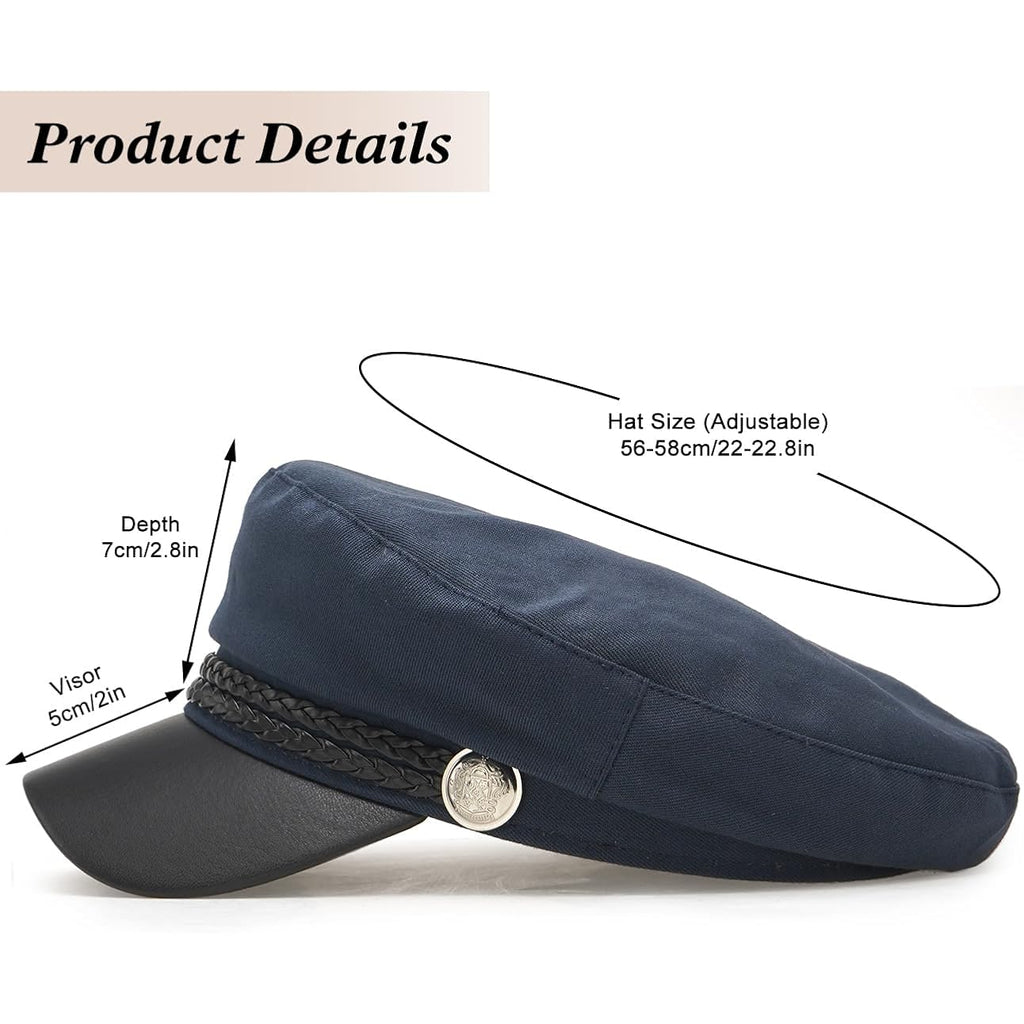 Women Newsboy Cap Fiddler Caps Classic Beret Hat Fisherman Flat Hats Navy Blue