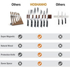 Hoshanho Magnetic Knife Strips, Magnetic Knife Holder For Wall 16 Inch, Acacia Wood Knife Magnetic Strip Use As Knife Bar, Knife Holder For Kitchen Utensil Organizer