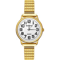 JewelryWe Women's Elastic Watch Easy Reader Analog Quartz Gold Silver Plated Stretch Band Wristwatch for Mother's Day