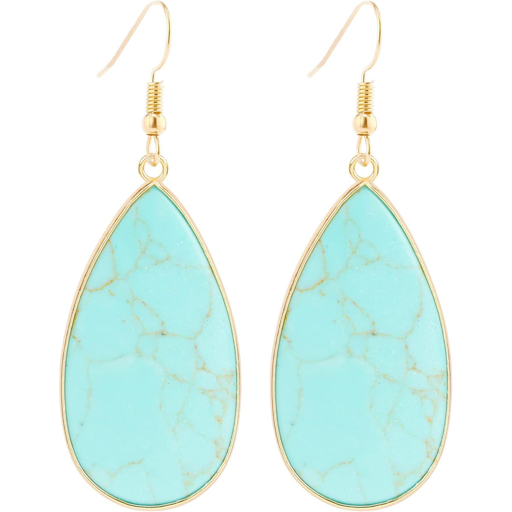 BaubleStar Natural Crystal Healing Stone Earrings Statement Teardrop Dangle Earrings for Women