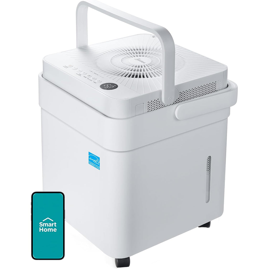 Midea Cube 20 Pint Dehumidifier For Basement, Up To 1,500 Sq. Ft. Dehumidifier With Drain Hose, Energy Star Certificated, Smart Control, Compatible With Alexa, White