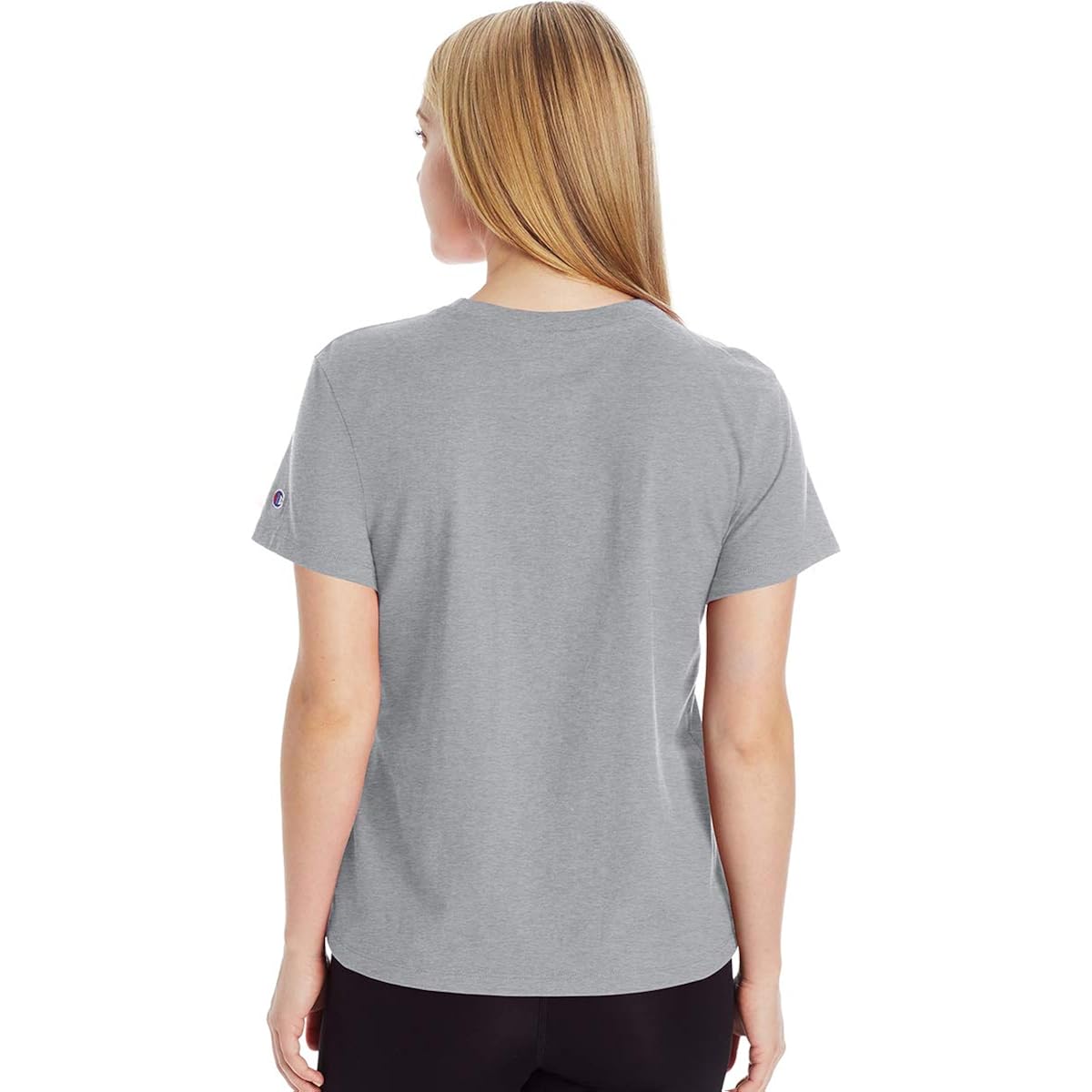 Champion Women’s Classic Short Sleeve Graphic T-Shirt, Standard Fit, Script Logo Oxford Gray - Classic Script Logo