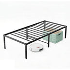 Sweetcrispy Twin Size 18 Inch Platform Bed Frame, Heavy Duty Metal Foundation Frame, Noise-Free Sturdy Steel Slats, Underbed Storage, No Box Spring Needed, Quick Setup