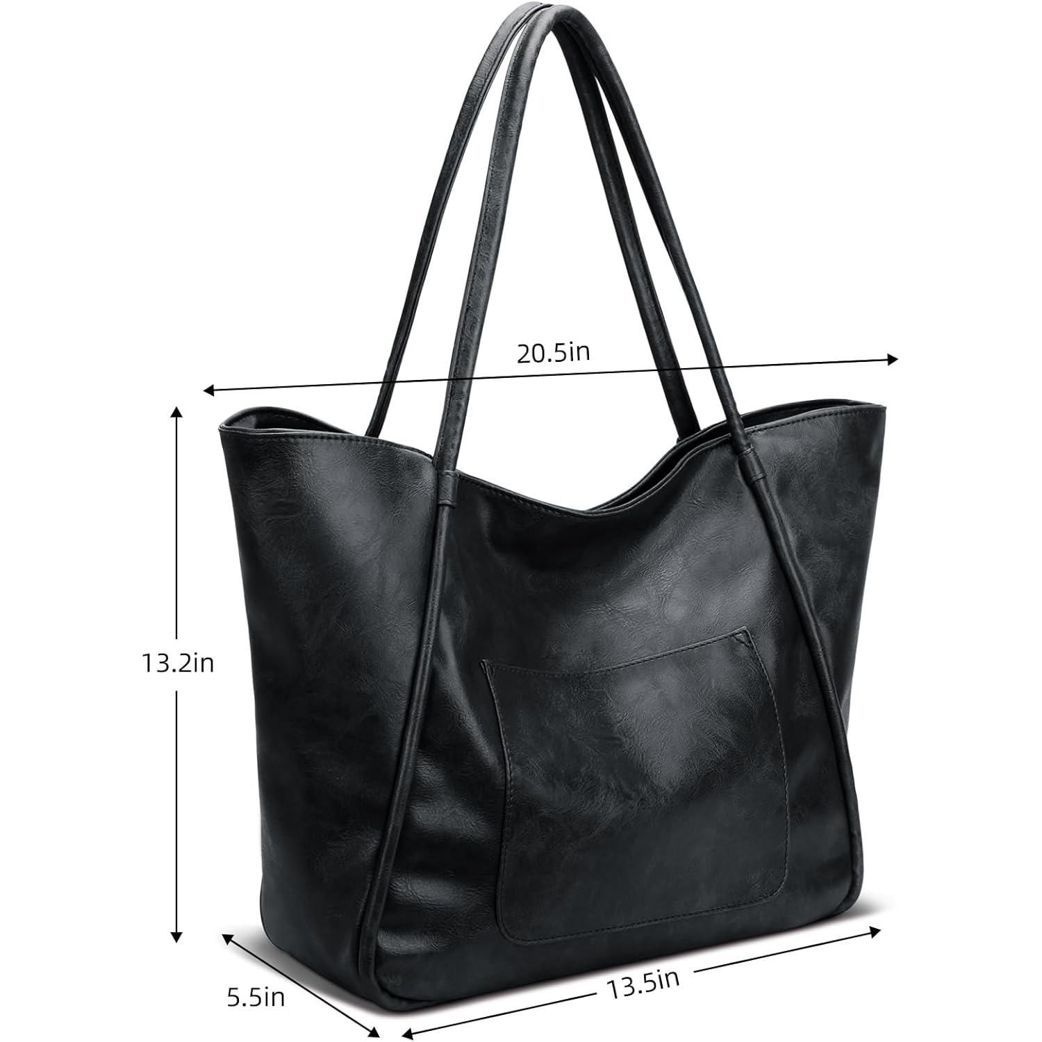 KKXIU Large Tote Bag for Women with Zipper Work Leather Travel Purse and Handbags