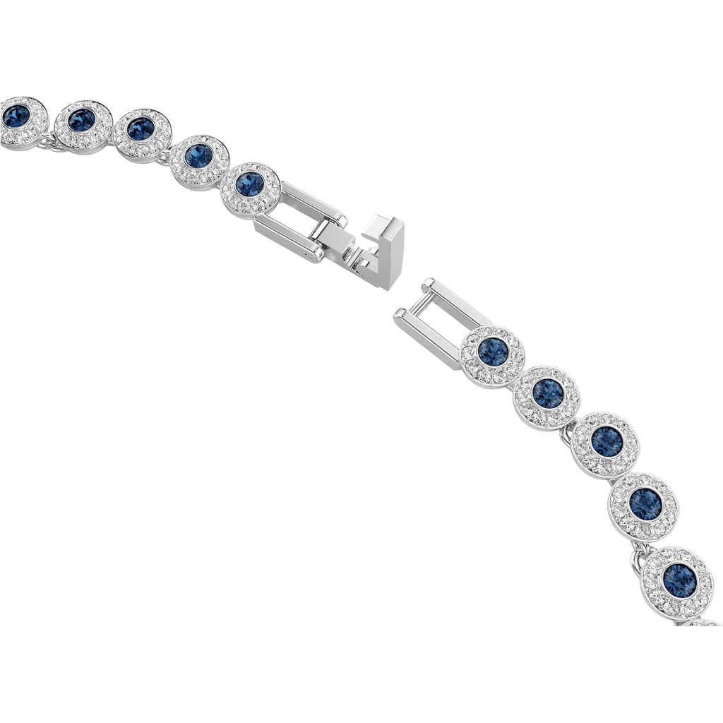 Swarovski Una Angelic Tennis necklace, Round cut, Blue, Rhodium plated