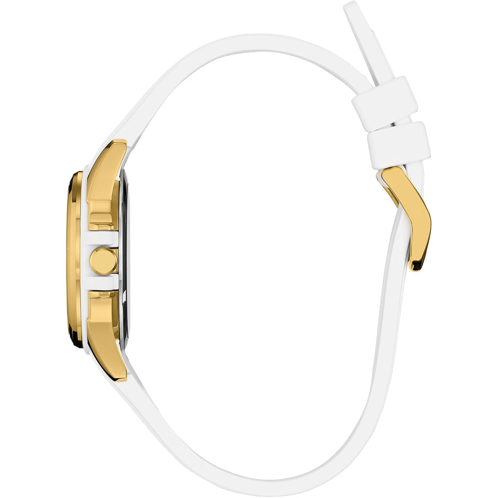 Citizen Ladies Eco-Drive Veya, 33.4Mm Gold-Tone Stainless Steel Case With A White Silicone Strap & Silver-White Dial (Style: Fe1262-03A)
