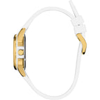 Citizen Ladies Eco-Drive Veya, 33.4Mm Gold-Tone Stainless Steel Case With A White Silicone Strap & Silver-White Dial (Style: Fe1262-03A)